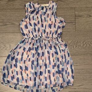 Kate Spade New York Girls' Pink & Blue Brushstroke Print Chiffon Summer Dress